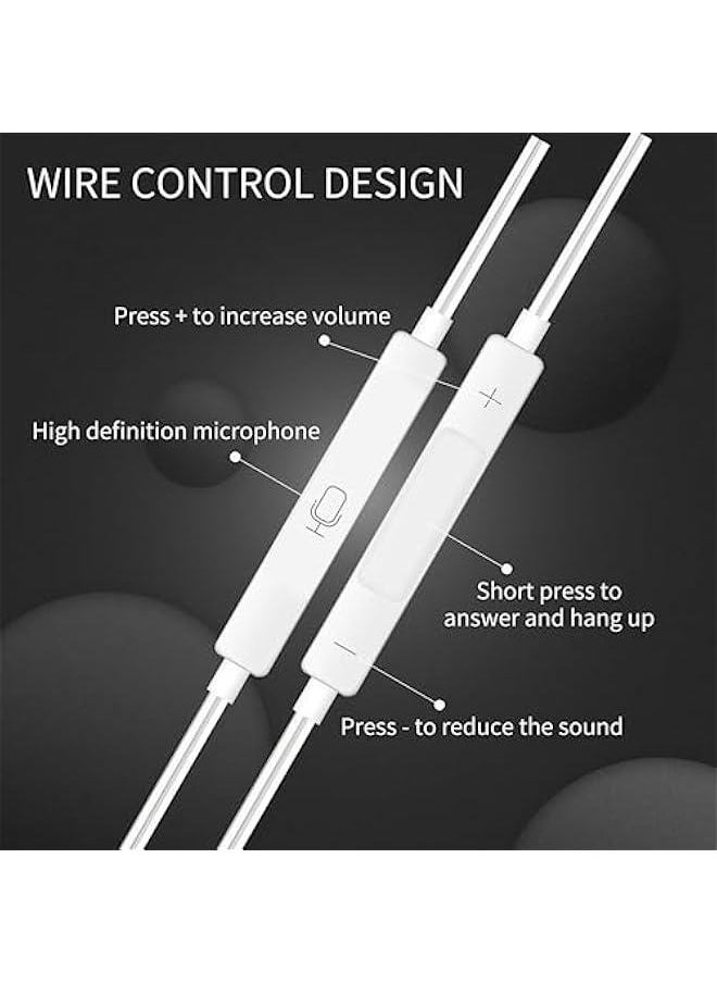 USB C earphones, C-type wired ears with built-in microphone and volume control for soundproof stereo headphones, soundproof internal ears for Google Pixel, On Plus, Samsung Galaxy, iPad Pro, and MacBook