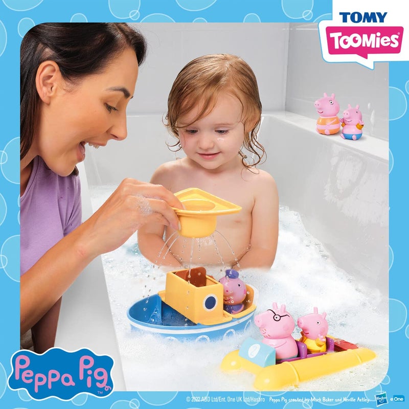 TOMY Toomies Peppa Pig Bath Toys - Peppaâ€™s Boat Adventure Bath Toy Set - Includes 2 Boat Toys and 5 Peppa Pig Figures - Peppa Pig Toy Boats - Toddler Bath Toys for 18 Months and Up - Image 3