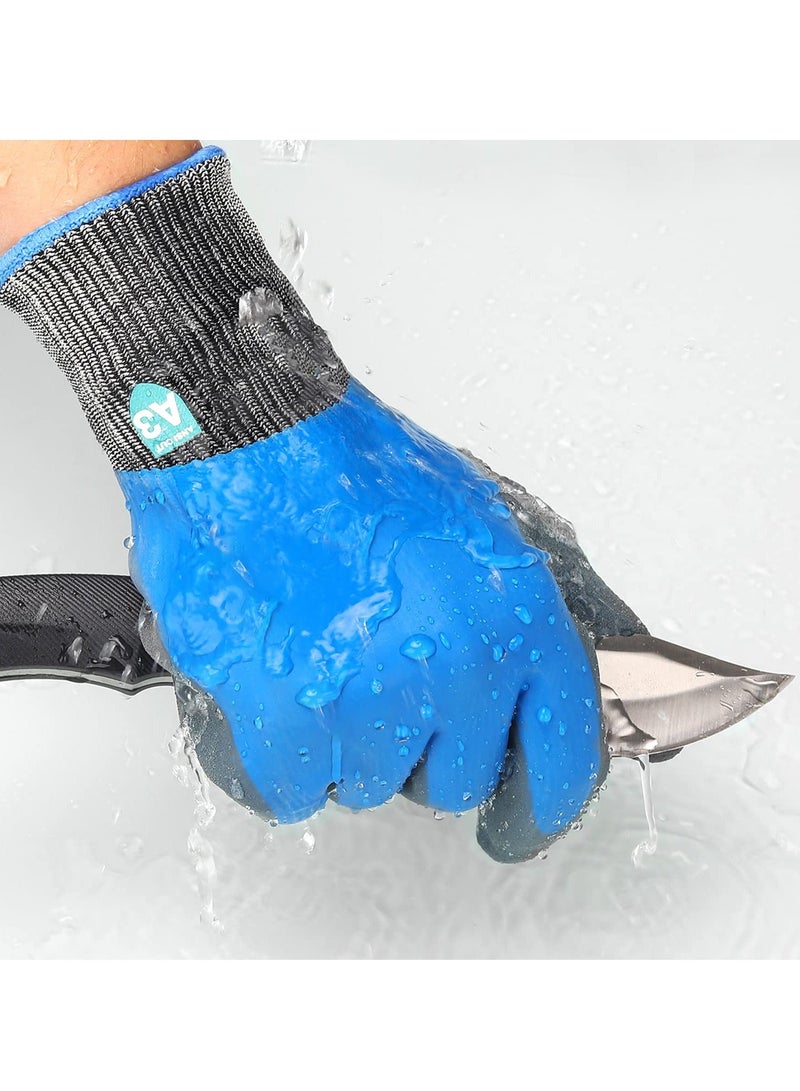 Waterproof Work Gloves, Cut Resistant Gloves with Insulated Double Latex Coated, Super Grip for Gardening, Car and Fish Cleaning (1 Pair, XL) - Image 1
