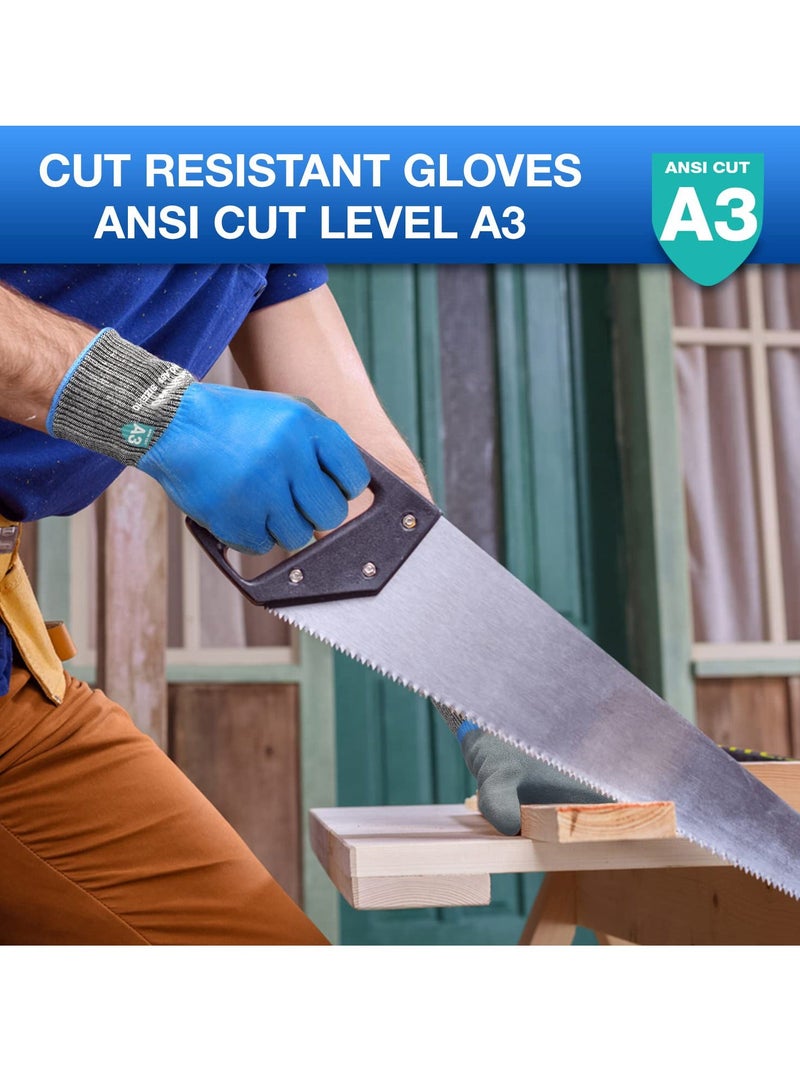 Waterproof Work Gloves, Cut Resistant Gloves with Insulated Double Latex Coated, Super Grip for Gardening, Car and Fish Cleaning (1 Pair, XL) - Image 3