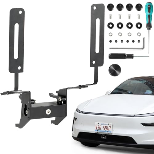 KIMCARLEY Lockable Front License Plate Holder for Tesla Model Y Juniper 2025 2026, Anti-Theft Design License Plate Mount, No Drilling&No Adhesives License Frame Mount Kit, Key-lock Feature License Plate Bracket - Image 1