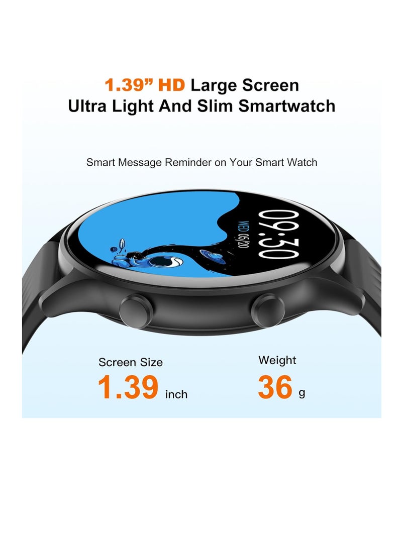 PEJE PEJE ZW04 Smart Watch,1.39" HD Display,Muslim Prayer Alerts, SpO2/Heart Rate/Sleep Monitor,120+ Sports Modes, IP68 Waterproof,Bluetooth Calling + Extra Strap - Compatible with iOS & Android (Gold) - Image 4