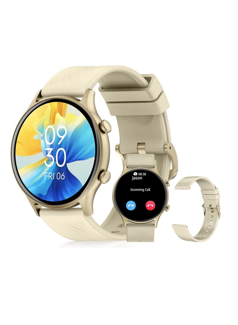 PEJE PEJE ZW04 Smart Watch,1.39" HD Display,Muslim Prayer Alerts, SpO2/Heart Rate/Sleep Monitor,120+ Sports Modes, IP68 Waterproof,Bluetooth Calling + Extra Strap - Compatible with iOS & Android (Gold) - Image 1