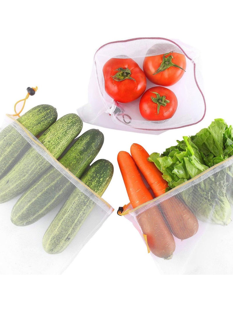 SYOSI Fruit Mesh Bags Set of 15 Reusable Produce Lightweight Washable Storage For Fruits Vegetables Toys Groceries Kitchen And Home Organize with Colorful Tare Weight Tags 3 Sizes - Image 3