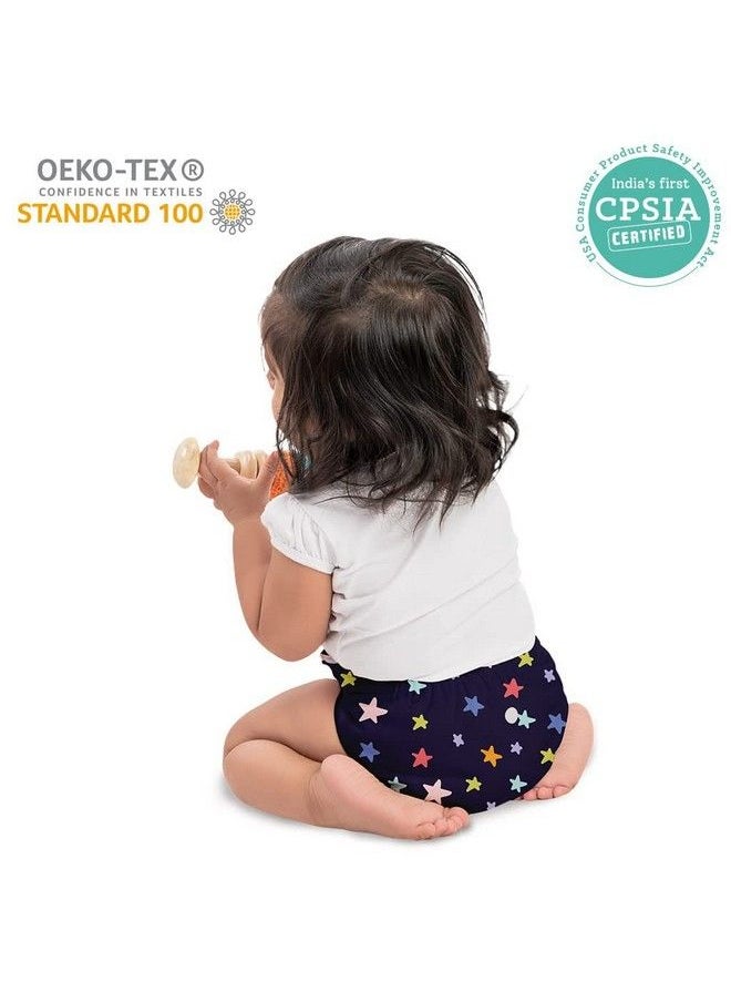 Basic Pack Of 4 (2 Shell + 2 Insert) Freesize Adjustable Washable And Reusable Cloth Diaper For Babies 0 3 Years ; Cloth Diaper For Babies With Wet Free Insert With Snaps ; Assorted (Print May Vary)