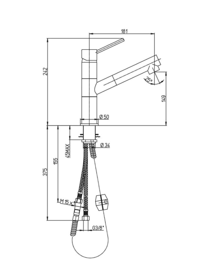 ديورافيت سكالا خلاط مطبخ بسماعة متحركة تغذية 3/8 - Image 2