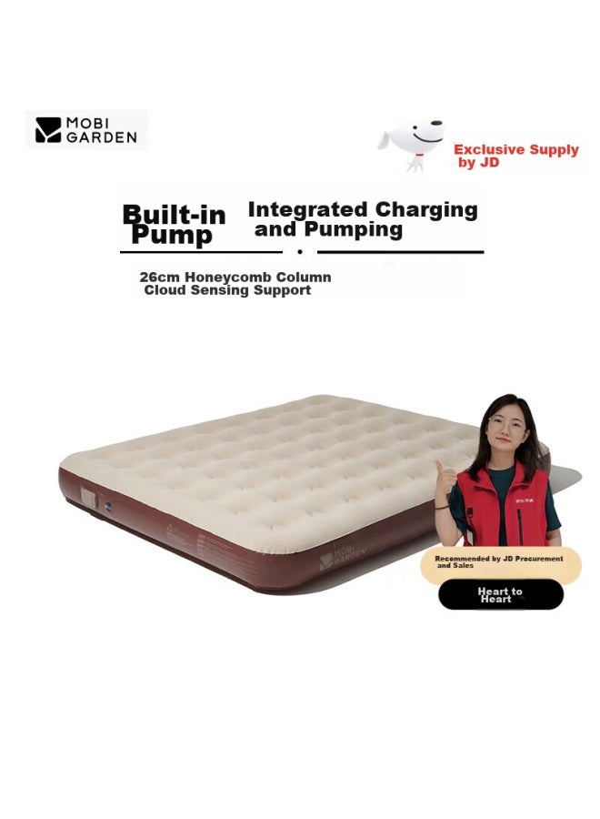 Mobigarden Automatic Inflatable Bed, Outdoor Camping Built-in Pump Three-person Air Mattress Inflatable Pad, Nx24663014, And Sand - Image 1