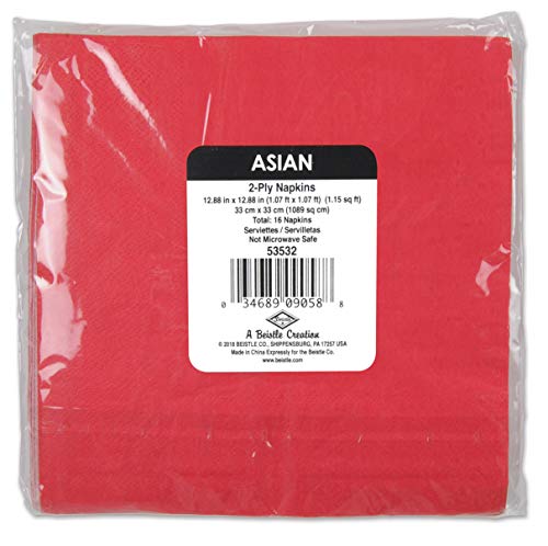 Beistle 32-Piece Asian Paper Lunch Napkins in Red/Gold/Black, Chinese New Year Disposeable Tableware, Party Dinnerware, Party Supplies, 6.5" x 6.5" - Image 2