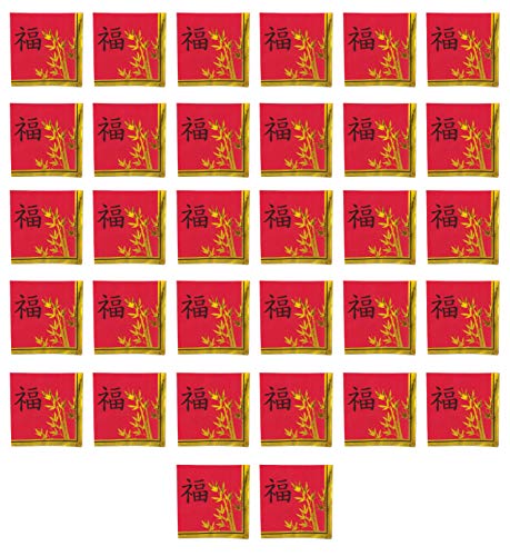 Beistle 32-Piece Asian Paper Lunch Napkins in Red/Gold/Black, Chinese New Year Disposeable Tableware, Party Dinnerware, Party Supplies, 6.5" x 6.5" - Image 4
