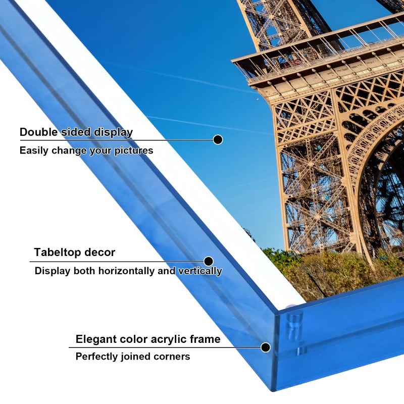 MFoffice 8x10 Picture Frame, Stunning Color Acrylic Floating Photo Frame, Use as 8x10, 6x8, 8x8 Picture Frame and Acrylic Tray, Horizontal and Vertical Formats for Tabletop Display, Blue, 1Pack - Image 4