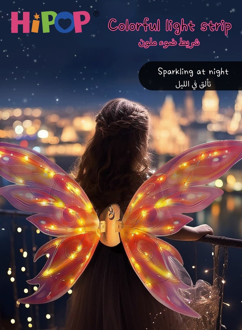 HIPOP Dress Up Princess Costume for Girls,Electric Glowing Wings Universal Size,Cool Lighting Effects,Wings Can Flap,3-12 Age Children's Party Role Play Costume - Image 2