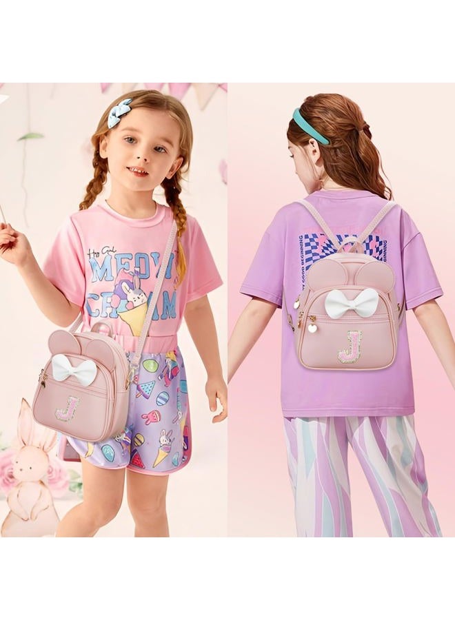 kkxiu Girls Initial Cute Mini Backpack for Toddler, Travel Small Girl Backpacks, Personalized Gifts for Little Girls and Kids, Pink, Mini, J - Image 3