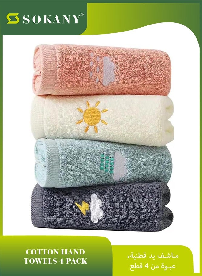 sokany 4 Packs of Cotton Hand Towels, Super Soft and Absorbent for Bathing, Hands,Face,Gym and Spa, Size74x34cm - Image 1