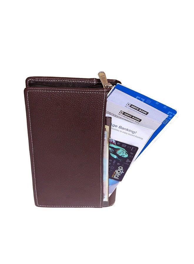 Pareek Front Pocket Leatherite Cheque Book Holder Document Folder Brown (Set of 1) - Image 2