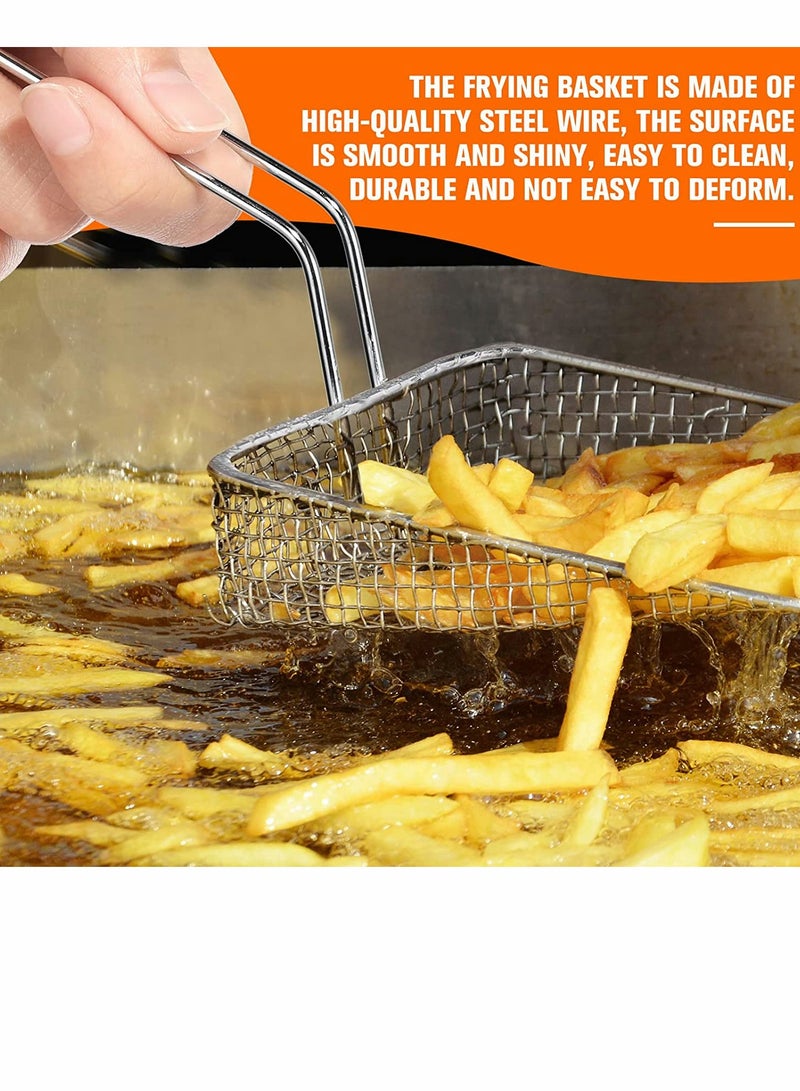 SYOSI Mini Square Fry Basket Steel French Fry Chip Basket Food Baskets for Serving Stainless Steel Fry Basket with Handle Reusable Fries Holder Mini Deep Fryer with Basket for Home Decor 8 PCS - Image 2