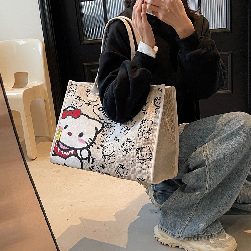 Forest Style Original Design Handbag For Women, New Fashion Canvas Large-Capacity Tote Bag Ins Style One-Shoulder Work Clothing - Image 3