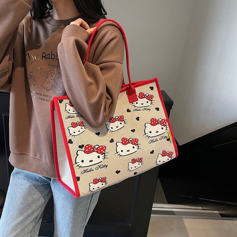 Forest Style Original Design Handbag For Women, New Fashion Canvas Large-Capacity Tote Bag Ins Style One-Shoulder Work Clothing - Image 5