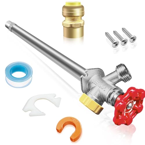 PILISPARK 8 inch AntiSiphon Frost Free Sillcock No Lead Brass Frost Proof Outdoor Faucet Bib with Backflow Preventer 12 PushtoFit Connector X 34 Inch Hose Bibb Frost Free Spigot - Image 1