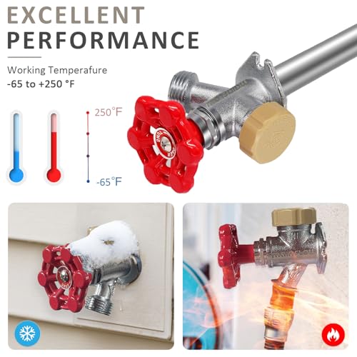 PILISPARK 8 inch AntiSiphon Frost Free Sillcock No Lead Brass Frost Proof Outdoor Faucet Bib with Backflow Preventer 12 PushtoFit Connector X 34 Inch Hose Bibb Frost Free Spigot - Image 3
