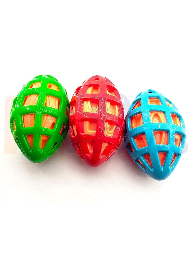 Dogs Rugby Ball Shape Squeaky Toy | Tough Indestructible Interactive Pet Chew Toy For Aggressive Chewers - 1Pcs (Color May Vary) - Image 5