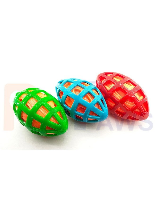 Dogs Rugby Ball Shape Squeaky Toy | Tough Indestructible Interactive Pet Chew Toy For Aggressive Chewers - 1Pcs (Color May Vary) - Image 1