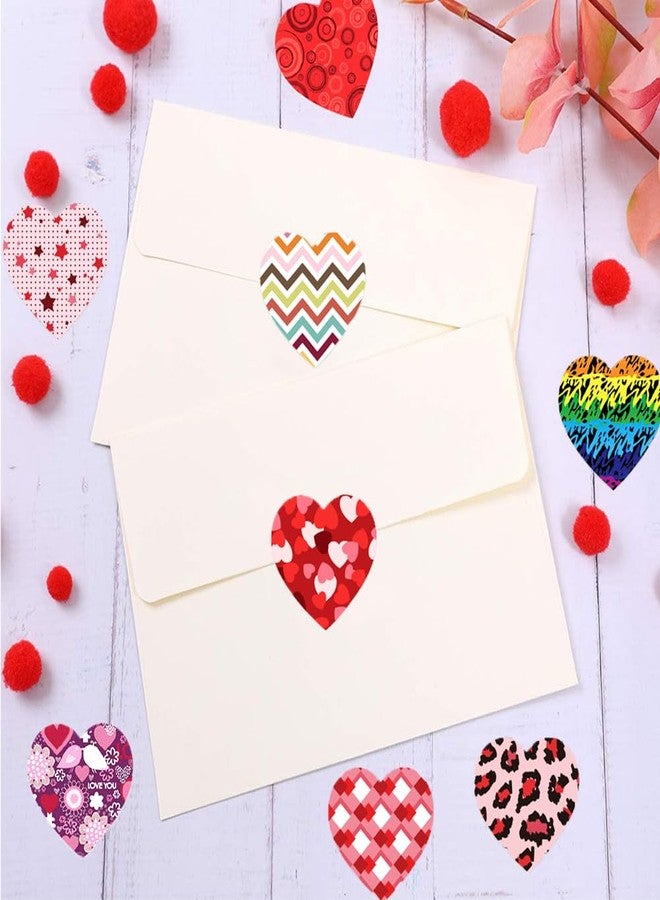 Hrnsnails 500Pcs Valentines Stickers Roll - Laser Heart Shape Self-Adhesive Sealing Stickers, 8 Patterns Sparkly Waterproof Decals for Valentines Party Envelope Scrapbook Decor A-2 - Image 4