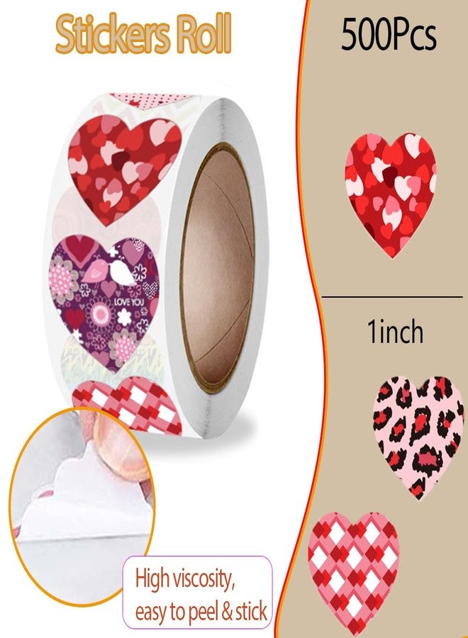Hrnsnails 500Pcs Valentines Stickers Roll - Laser Heart Shape Self-Adhesive Sealing Stickers, 8 Patterns Sparkly Waterproof Decals for Valentines Party Envelope Scrapbook Decor A-2 - Image 2