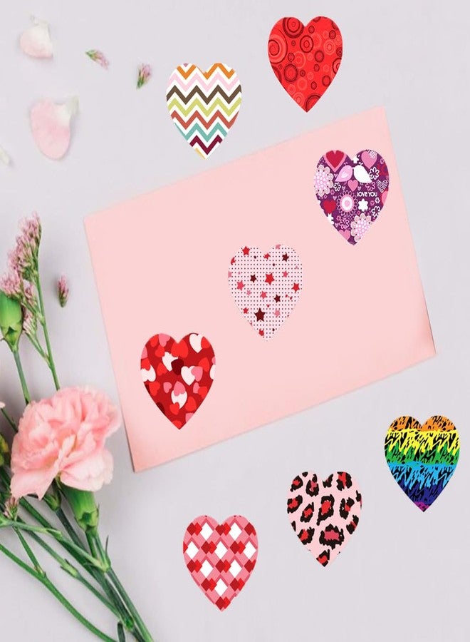 Hrnsnails 500Pcs Valentines Stickers Roll - Laser Heart Shape Self-Adhesive Sealing Stickers, 8 Patterns Sparkly Waterproof Decals for Valentines Party Envelope Scrapbook Decor A-2 - Image 3