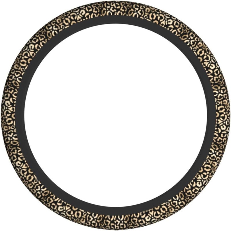 Car Steering Wheel Cover for Women Men, Non-Slip Breathable Steering Wheel, Gold White Leopard Animal Print Steering Wheel Protector, Car Accessories - Image 2