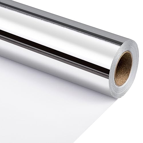 Merture Wrapping Paper Roll Gift Wrap Mini Roll 17 In X 328 Ft465 sqft Solid Color Metallic Silver Wrapping Paper for Christmas Mothers Day Fathers Day Graduation and More - Image 2
