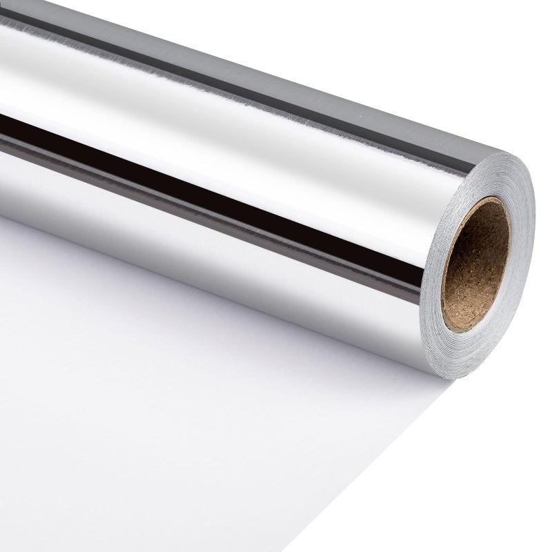 Merture Wrapping Paper Roll Gift Wrap Mini Roll 17 In X 328 Ft465 sqft Solid Color Metallic Silver Wrapping Paper for Christmas Mothers Day Fathers Day Graduation and More - Image 3