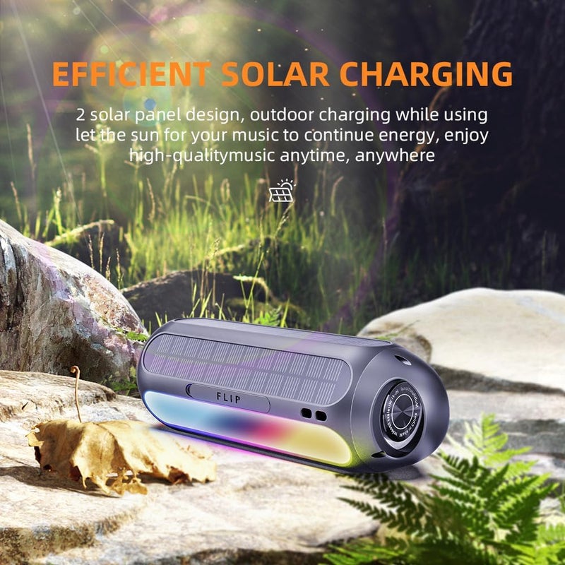سايبوريس مكبر صوت بلوتوث مغناطيسي يعمل بالطاقة الشمسية من ، بقوة 30 واط، مكبر صوت جولف محمول لاسلكي خارجي، مقاوم للماء بمعيار IPX6 مع أضواء LED RGB، وقت تشغيل 30 ساعة، صوت جهير عميق، هدية لعربة الجولف، الشاطئ، التنزه، الحفلات - Image 2