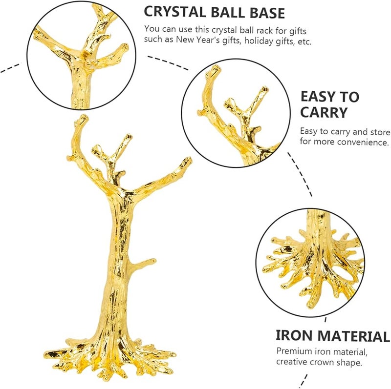 حامل الكرة البلورية قاعدة معدنية على شكل غصن شجرة لعرض كرات الأحجار الكريمة ديكور المنزل - Image 4