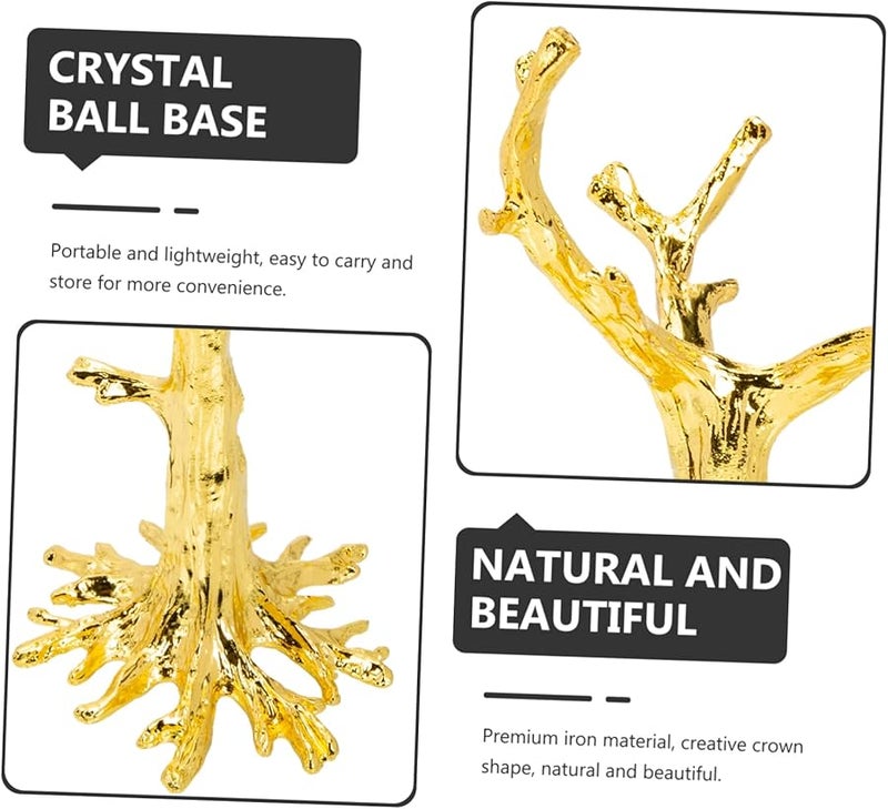 حامل الكرة البلورية قاعدة معدنية على شكل غصن شجرة لعرض كرات الأحجار الكريمة ديكور المنزل - Image 3