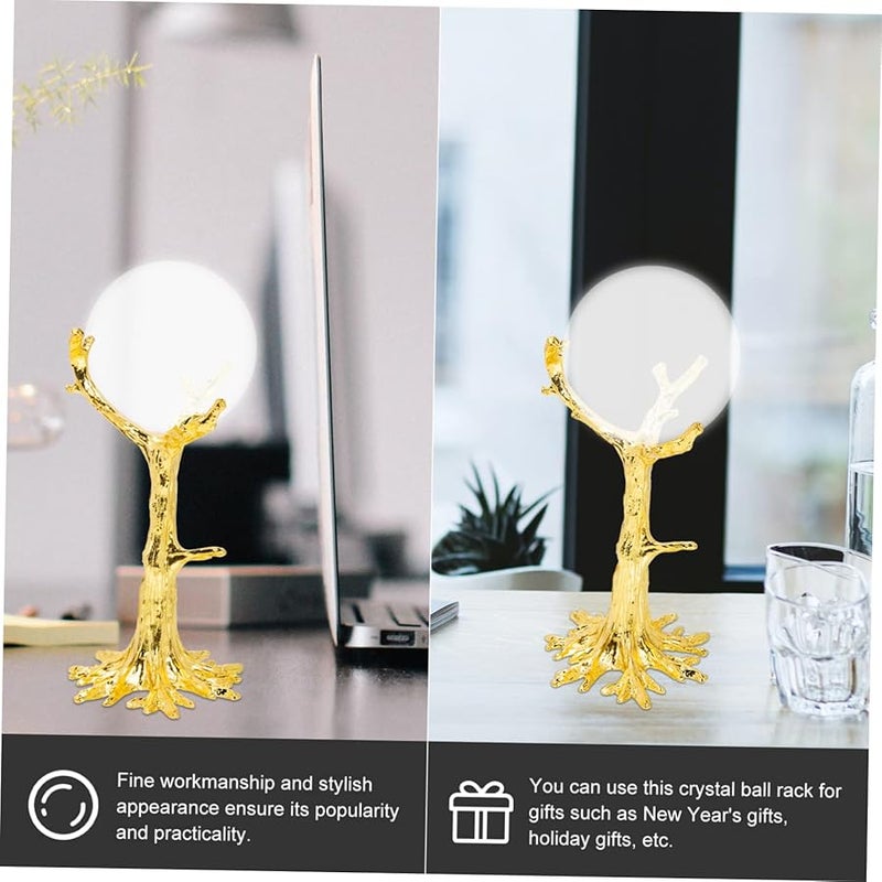حامل الكرة البلورية قاعدة معدنية على شكل غصن شجرة لعرض كرات الأحجار الكريمة ديكور المنزل - Image 5