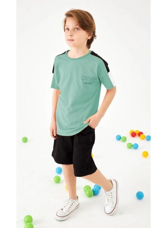 Perendi Choices Printed Sleeve Ruffle Boys' Short Set
