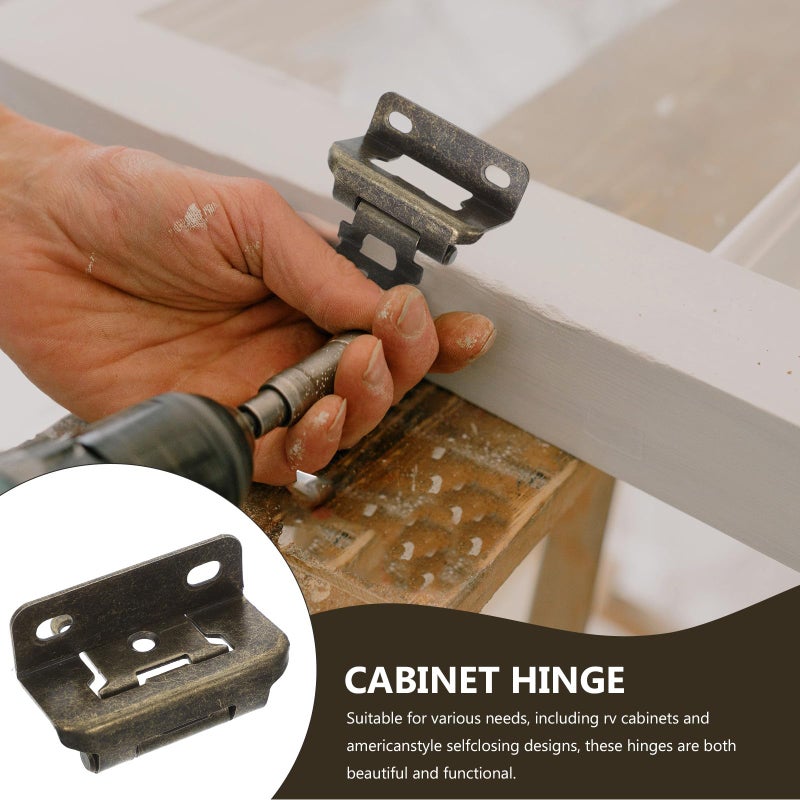 Antique Bronze Self Closing Cabinet Hinges 1 2 Inch Overlay Semi Concealed with Screws - Image 4