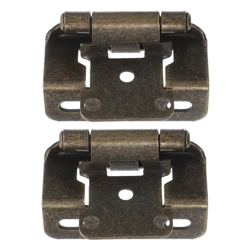 Antique Bronze Self Closing Cabinet Hinges 1 2 Inch Overlay Semi Concealed with Screws - Image 2