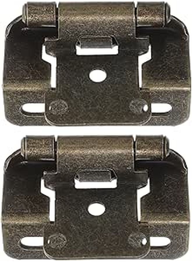 Antique Bronze Self Closing Cabinet Hinges 1 2 Inch Overlay Semi Concealed with Screws - Image 1