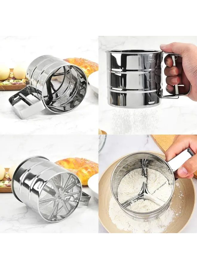 304 Stainless Steel Manual Handheld Flour Sifter Heavy Duty Fine Mesh Baking Sieve - Image 3