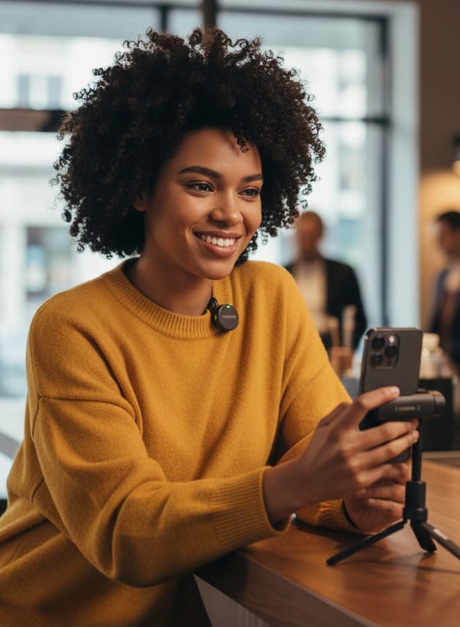 MOMA مايك لاسلكي مومـا LARK MIX لافالير تايب سي للتصوير والبث والتسجيل – ميكروفون موبايل احترافي لعزل الضوضاء وصناعة المحتوى والفيديوهات - Image 2