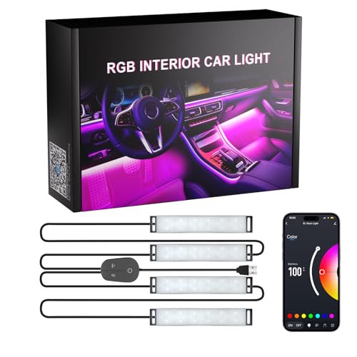 Honalia Car LED Lights Interior, RGB Ambient Lighting Car with DIY Mode and Music Mode, 2 Lines Design Inside Car Lights for Trucks SUVs, DC 5V - Image 1