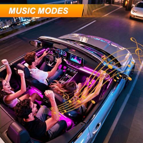 Honalia Car LED Lights Interior, RGB Ambient Lighting Car with DIY Mode and Music Mode, 2 Lines Design Inside Car Lights for Trucks SUVs, DC 5V - Image 3