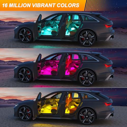 Honalia Car LED Lights Interior, RGB Ambient Lighting Car with DIY Mode and Music Mode, 2 Lines Design Inside Car Lights for Trucks SUVs, DC 5V - Image 2