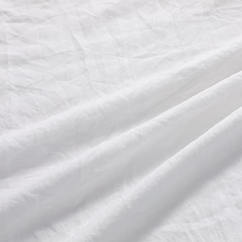 CAROMIO Ruffle Duvet Cover King Size, 3PCS Soft Washed Microfiber Vintage French Country Duvet Cover Set with Button Closure, White, 104x90 in - Image 5