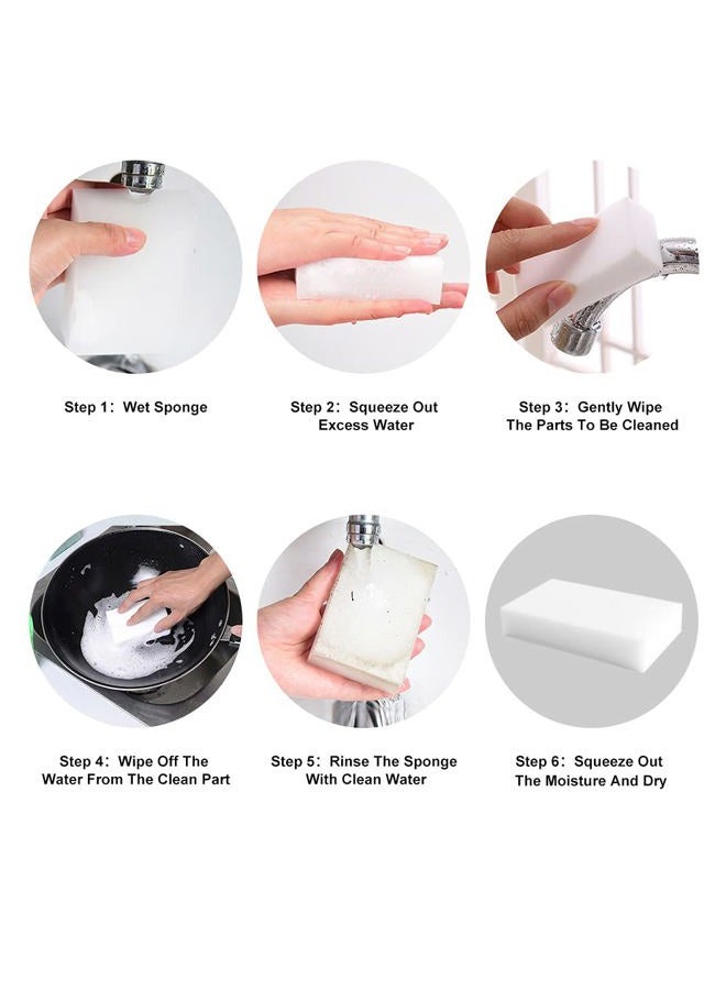 POWOBEST Magic Erasers Sponge, 100 Pack Extra Premium Melamine Sponge Foam Cleaning Pads in Bulk, Non-Scratch Scrub Sponge, Household Cleaning Kitchen Dish Sponges (White) - Image 3