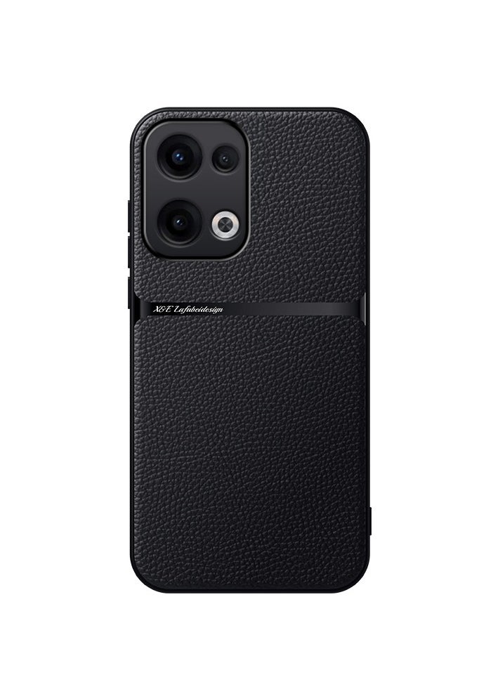 Generic Phone Case Cover Leather TPU Back Case Cover shock resistant Compatible with Oppo Reno 13 5g (Black)  - Image 1