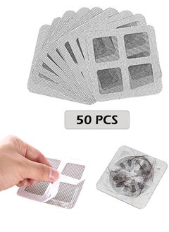 Generic 50 Disposable Shower Drain Mesh Stickers, Floor Drain Stickers, Sink Strainer Stickers, Hair Catcher, Hair Sewer Stickers for Bathroom, Laundry Room, Bathtub, Kitchen, Sink, and more.  - Image 1