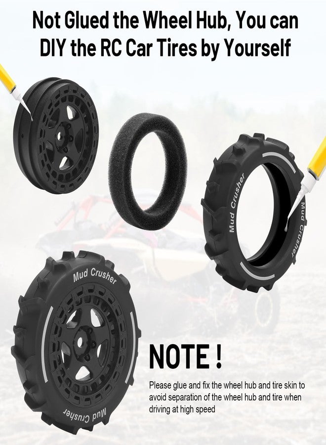 daitoku 1/14 RC Wheels and Tires, daitoku 12mm Hex Hub RC Car Beach Tires for ARRMA 1/14 Typhon GROM - Black - Image 2