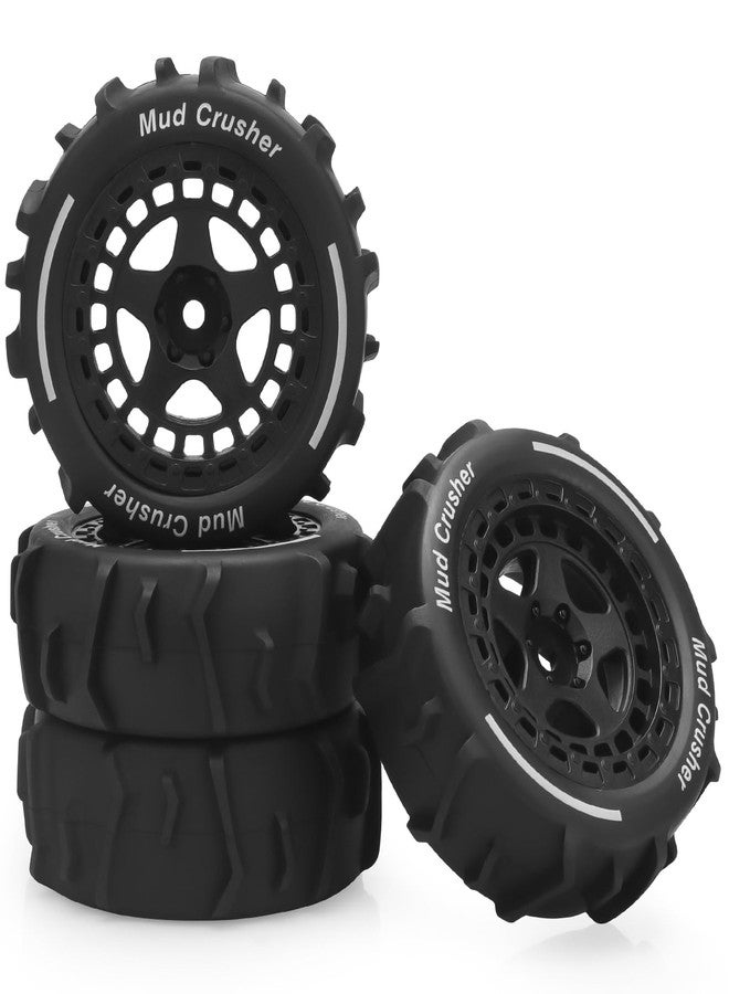 daitoku 1/14 RC Wheels and Tires, daitoku 12mm Hex Hub RC Car Beach Tires for ARRMA 1/14 Typhon GROM - Black - Image 1